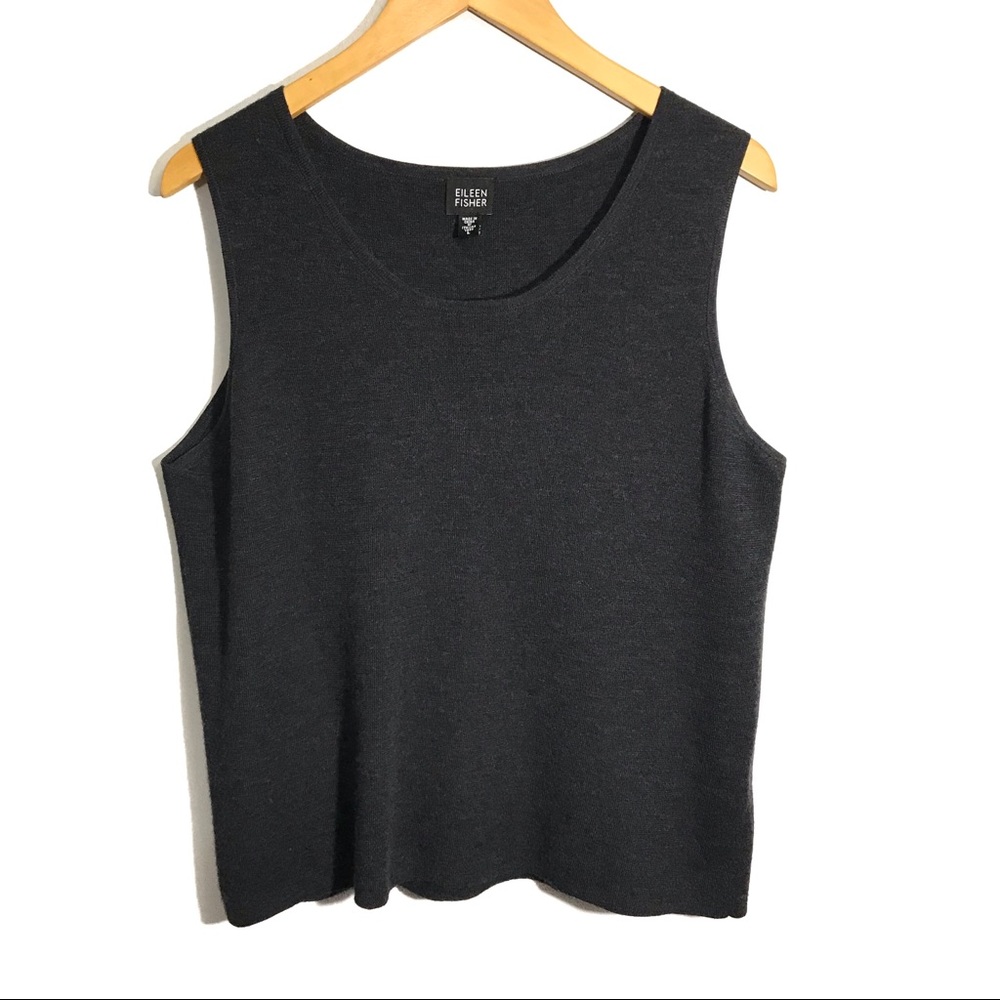 Eileen Fisher Merino Wool Tank Top Gray Large